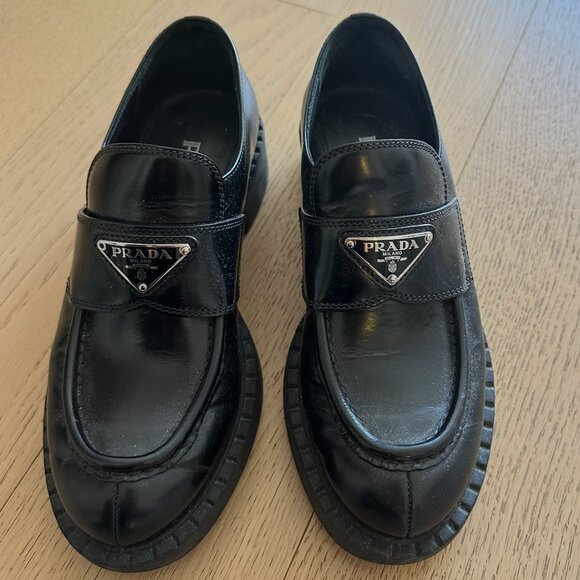 Prada Leather Triangle Logo Loafers - Picture 4 of 4
